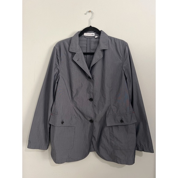 Ines De La Fressange Paris Blazer Women’s XL Gray Cotton Nylon Jacket Uniqlo - Picture 3 of 12